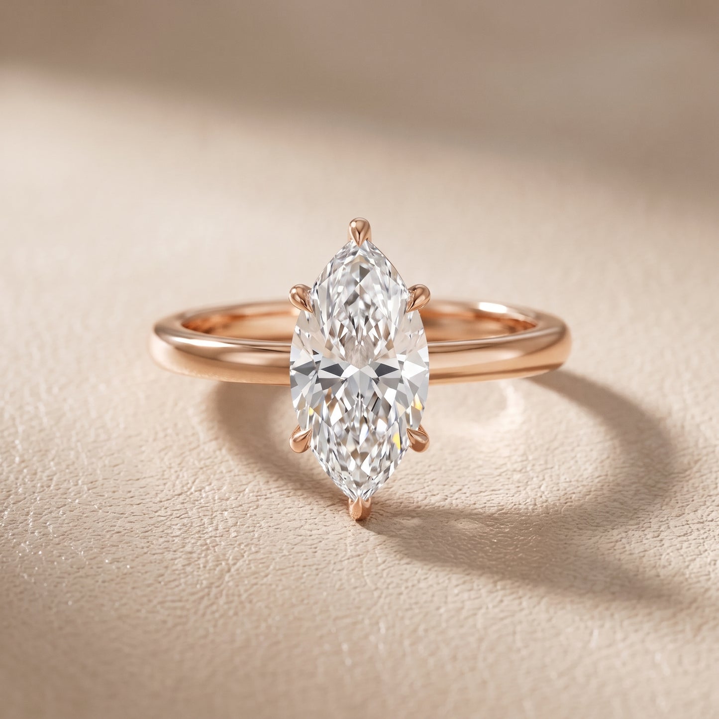Lyla Petite Solitaire Marquise Diamond Engagement Ring in Rose Gold - front.jpg