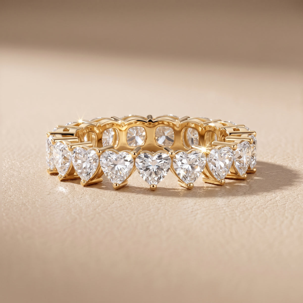 Tova Shared Prong Heart & Cushion Diamond Eternity Band in Yellow Gold - front.jpg