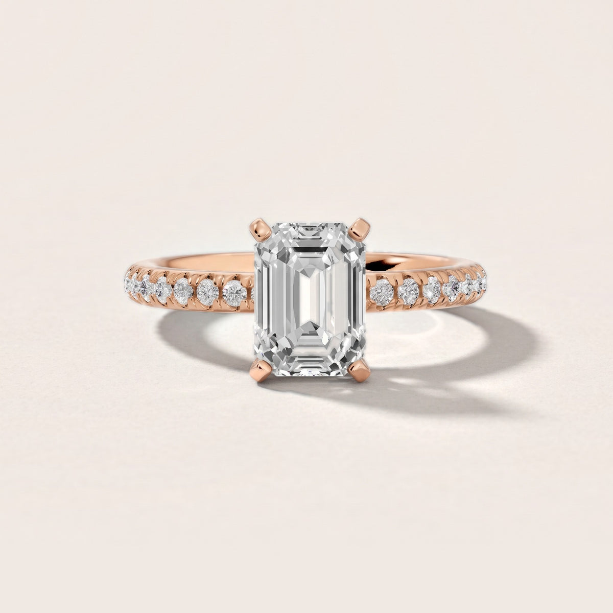 Saskia French Pavé Emerald Diamond Engagement Ring in Rose Gold - front.jpg