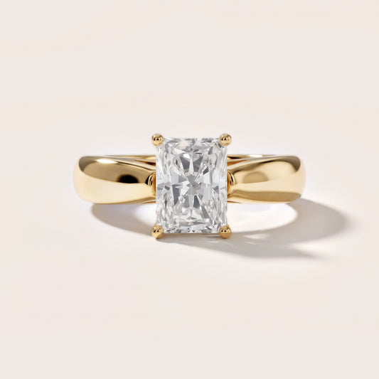 Talia Solitaire Twist Radiant Diamond Engagement Ring in Yellow Gold