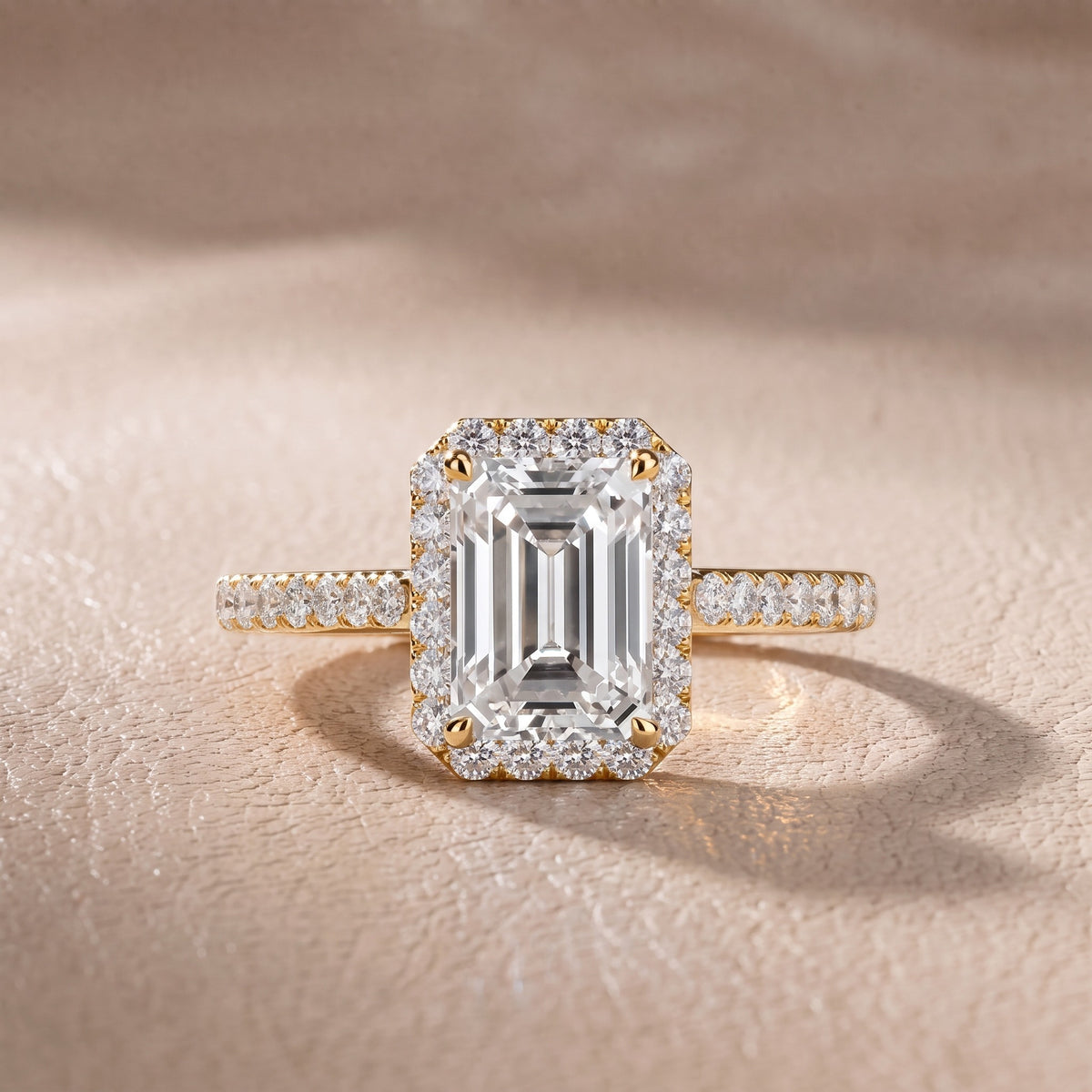 Alma Halo Pavé Emerald Diamond Engagement Ring in Yellow Gold - front.jpg