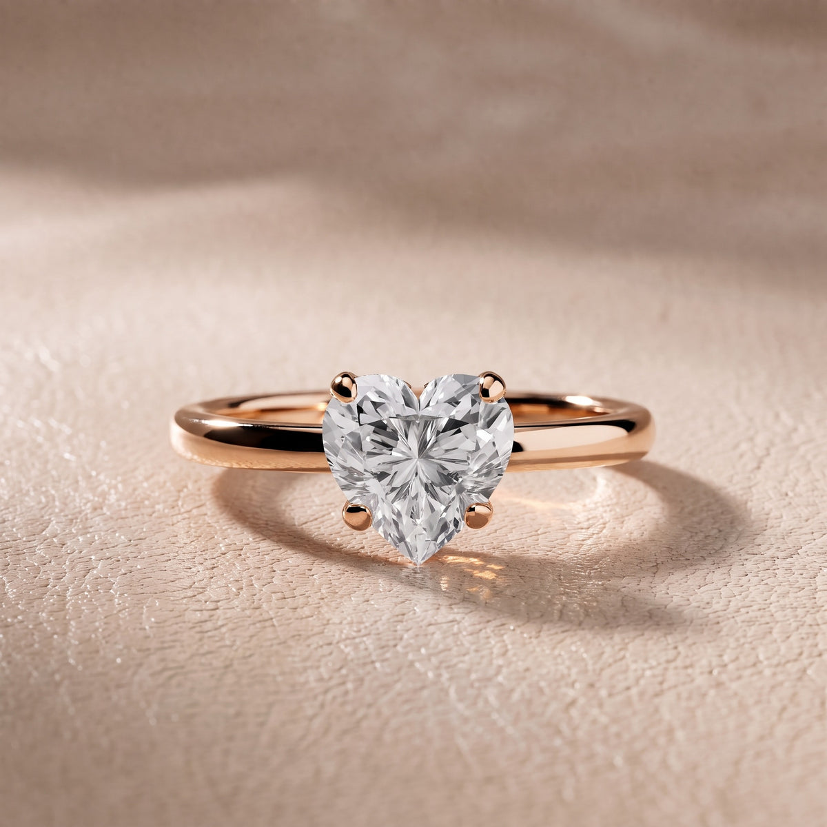 Charlotte Charm Solitaire Heart Diamond Engagement Ring in Rose Gold - front.jpg
