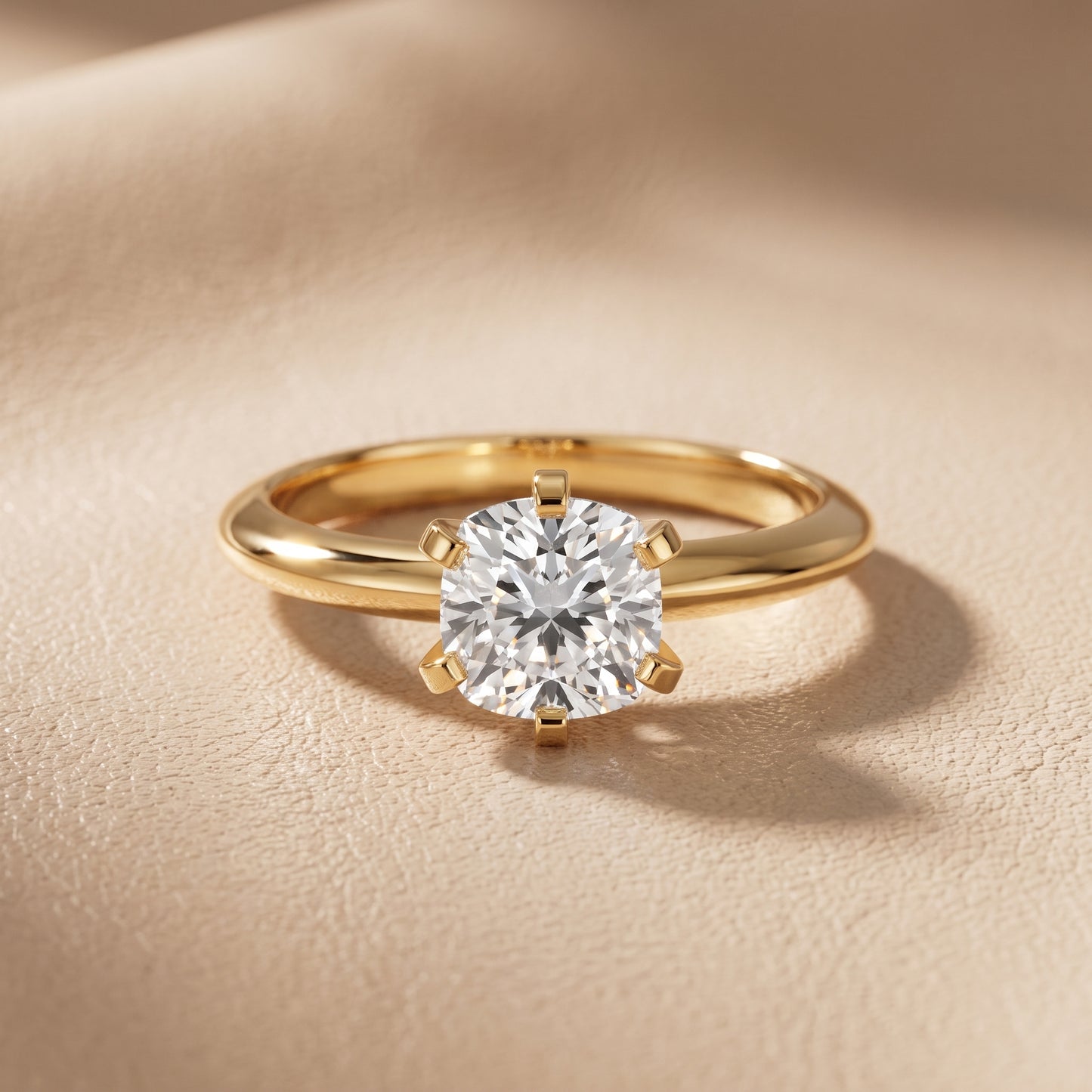 Amira Six-Prong Solitaire Cushion Diamond Engagement Ring in Yellow Gold - front.jpg