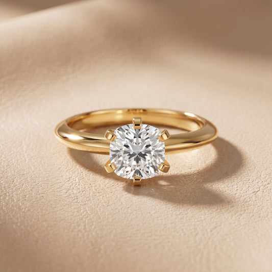 Amira Six-Prong Solitaire Cushion Diamond Engagement Ring in Yellow Gold - front.jpg