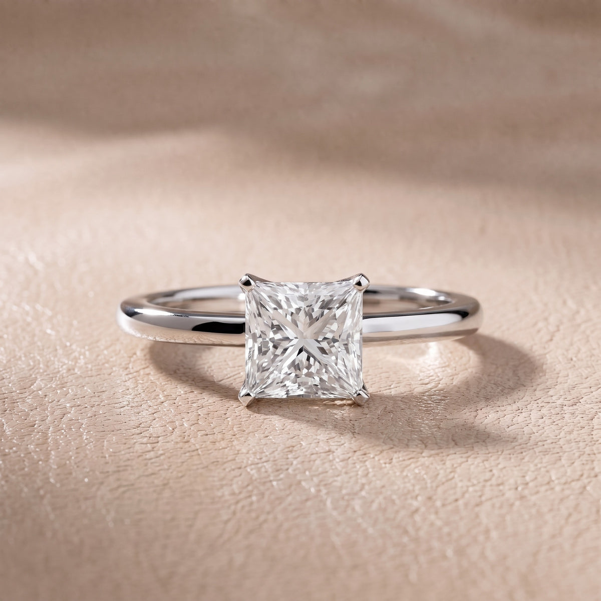 Flora Guardian Solitaire Princess Diamond Engagement Ring in Platinum - front.jpg