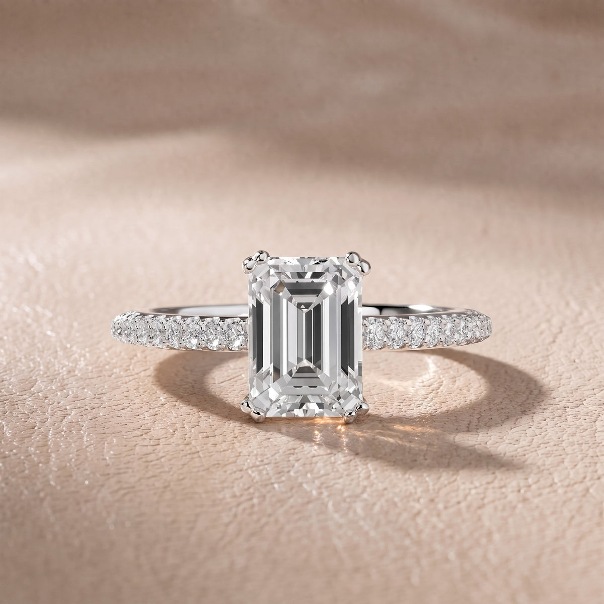 Celeste Hidden Halo Pavé Emerald Diamond Engagement Ring in White Gold - front.jpg