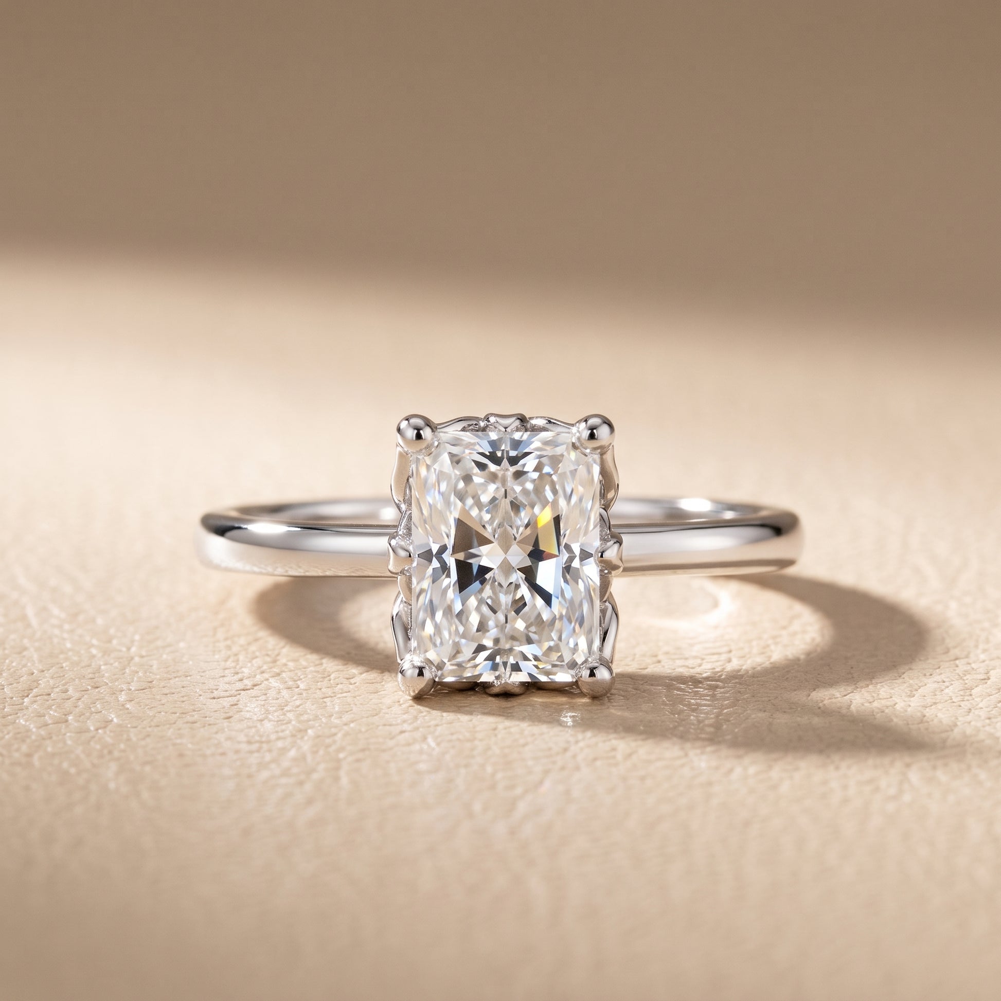 Radiant Cut Lab Grown Diamond Engagement Ring in Platinum