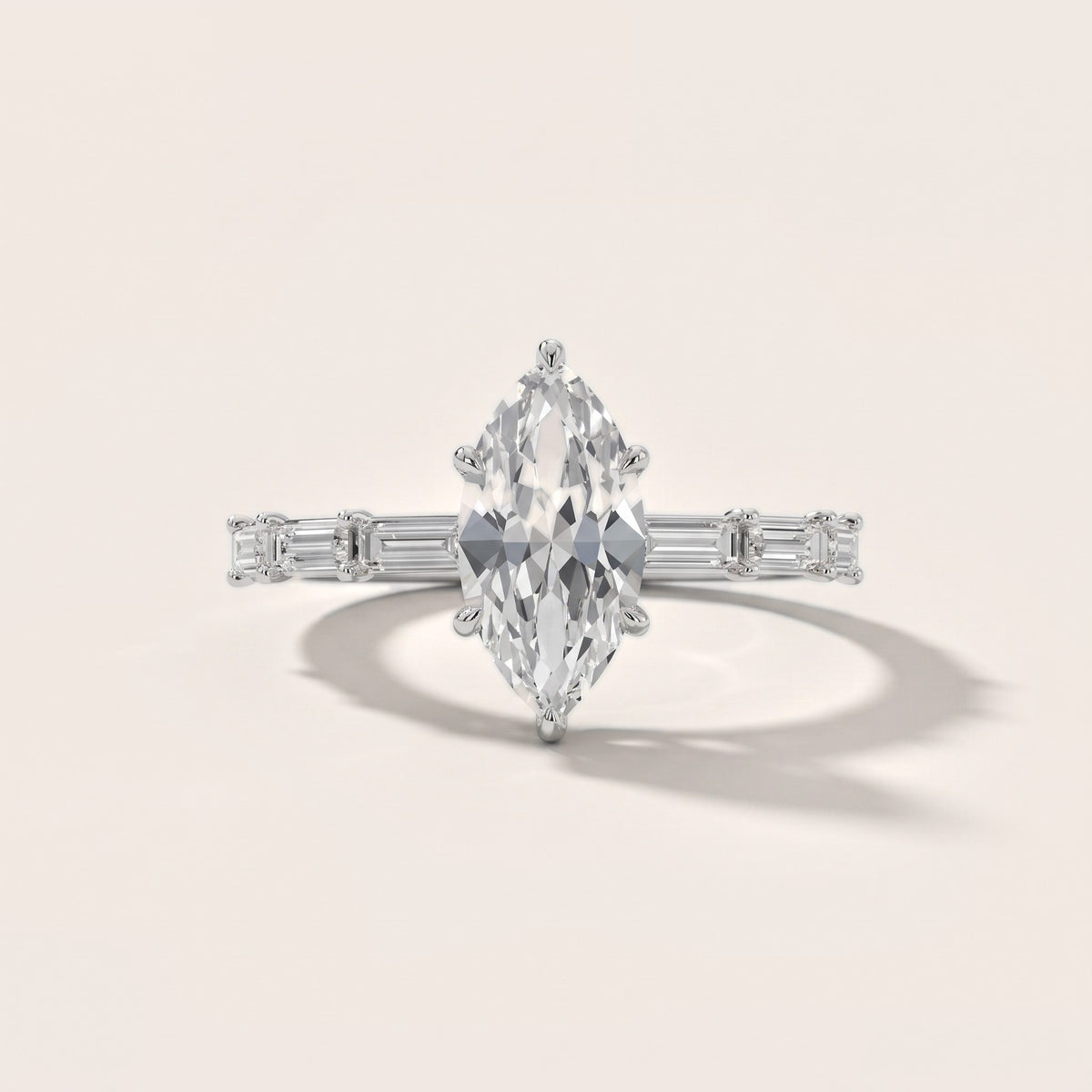 Ojai East-West Baguette Marquise Diamond Engagement Ring in White Gold - front.jpg