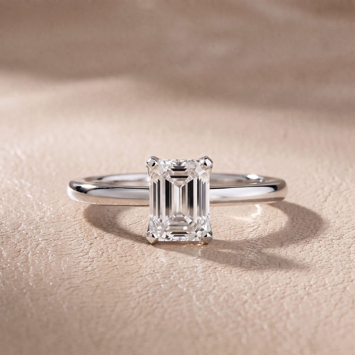 Flora Guardian Solitaire Emerald Diamond Engagement Ring in Platinum - front.jpg