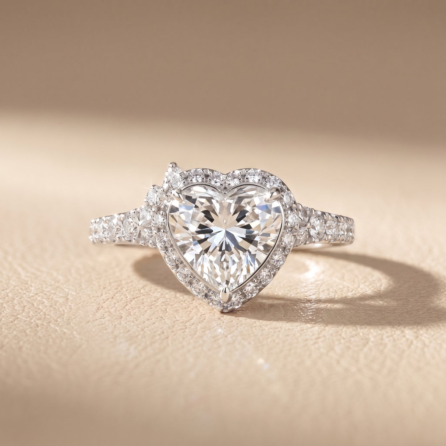 Bella Halo Pavé Heart Diamond Engagement Ring in Silver - front.jpg