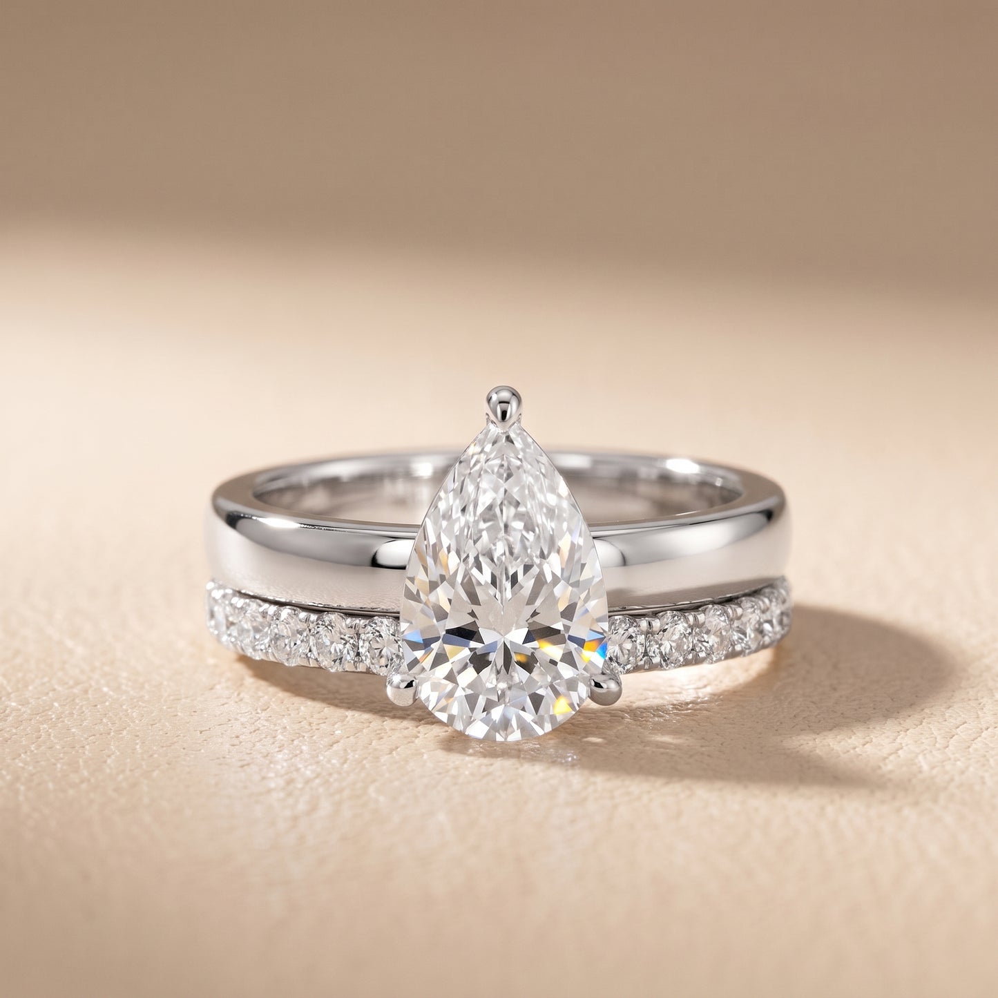 Veda Split Shank Pavé Pear Diamond Engagement Ring in Platinum - front.jpg