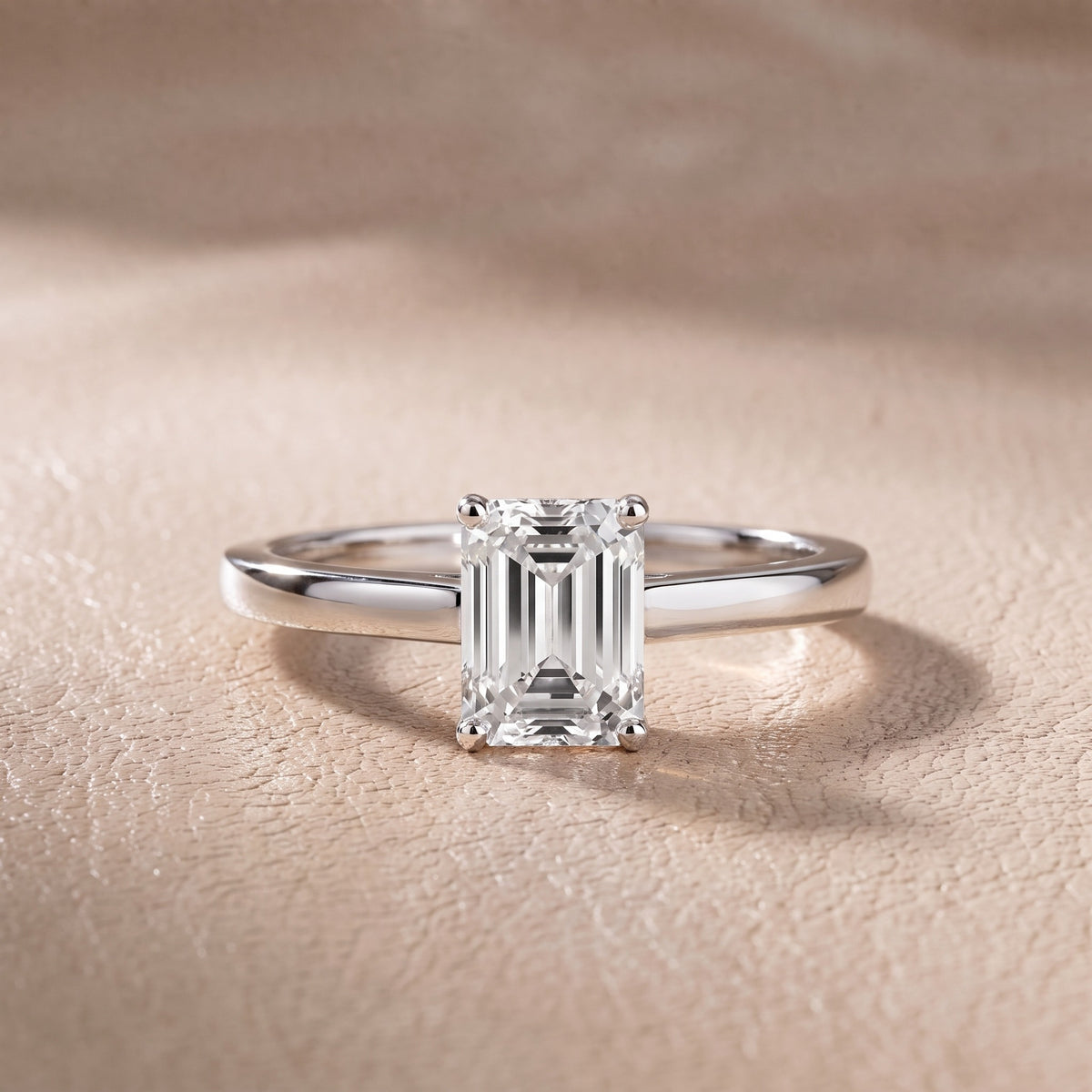 Iris Vintage Emerald Diamond Engagement Ring in White Gold - front.jpg