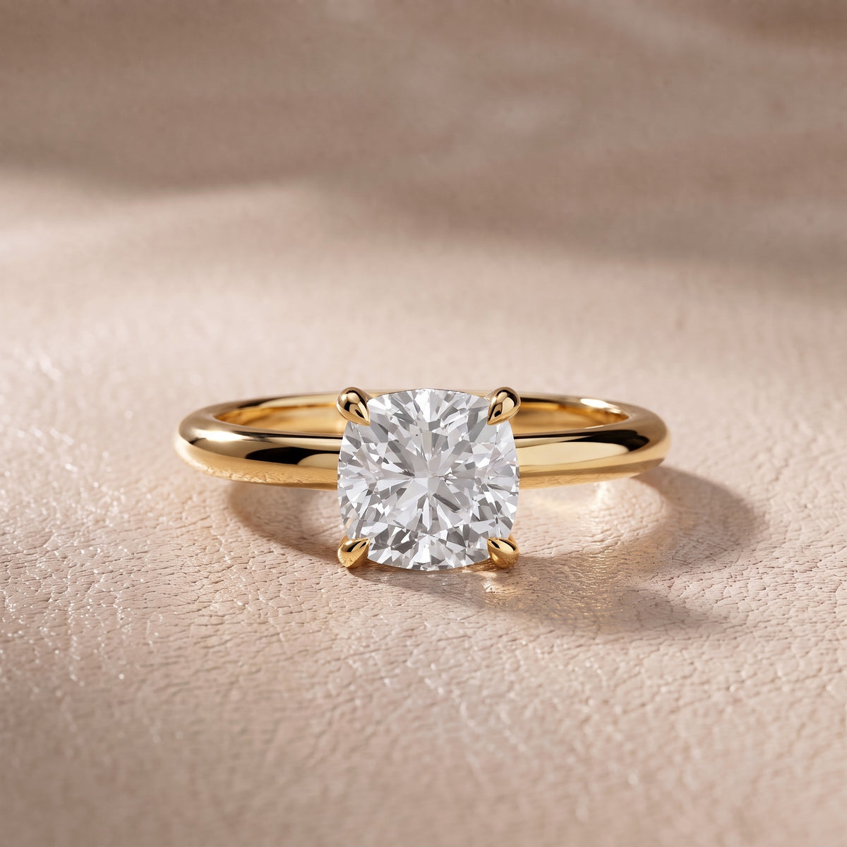 Amaya Hidden Halo Cushion Diamond Engagement Ring in Yellow Gold - front.jpg