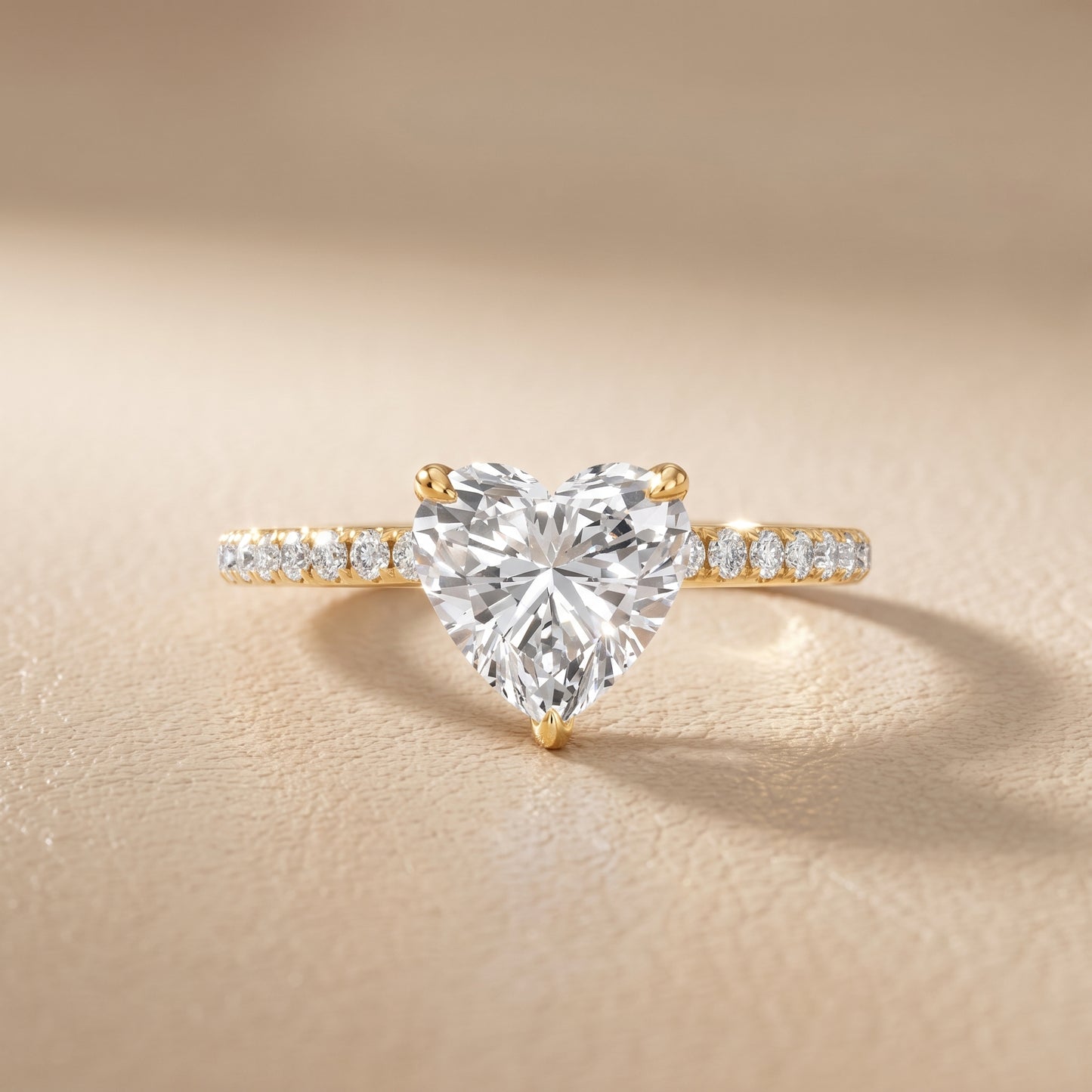 Ione Solitaire Pavé Heart Diamond Engagement Ring in Yellow Gold - front.jpg