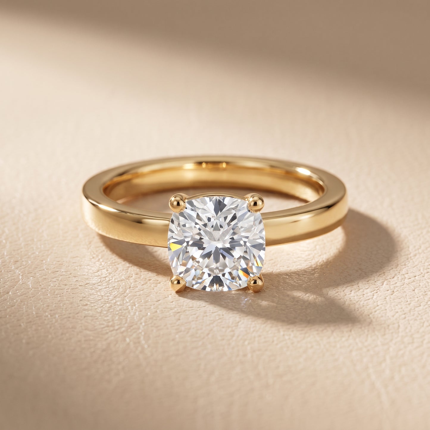 Delia Solitaire Cushion Diamond Engagement Ring in Yellow Gold - front.jpg