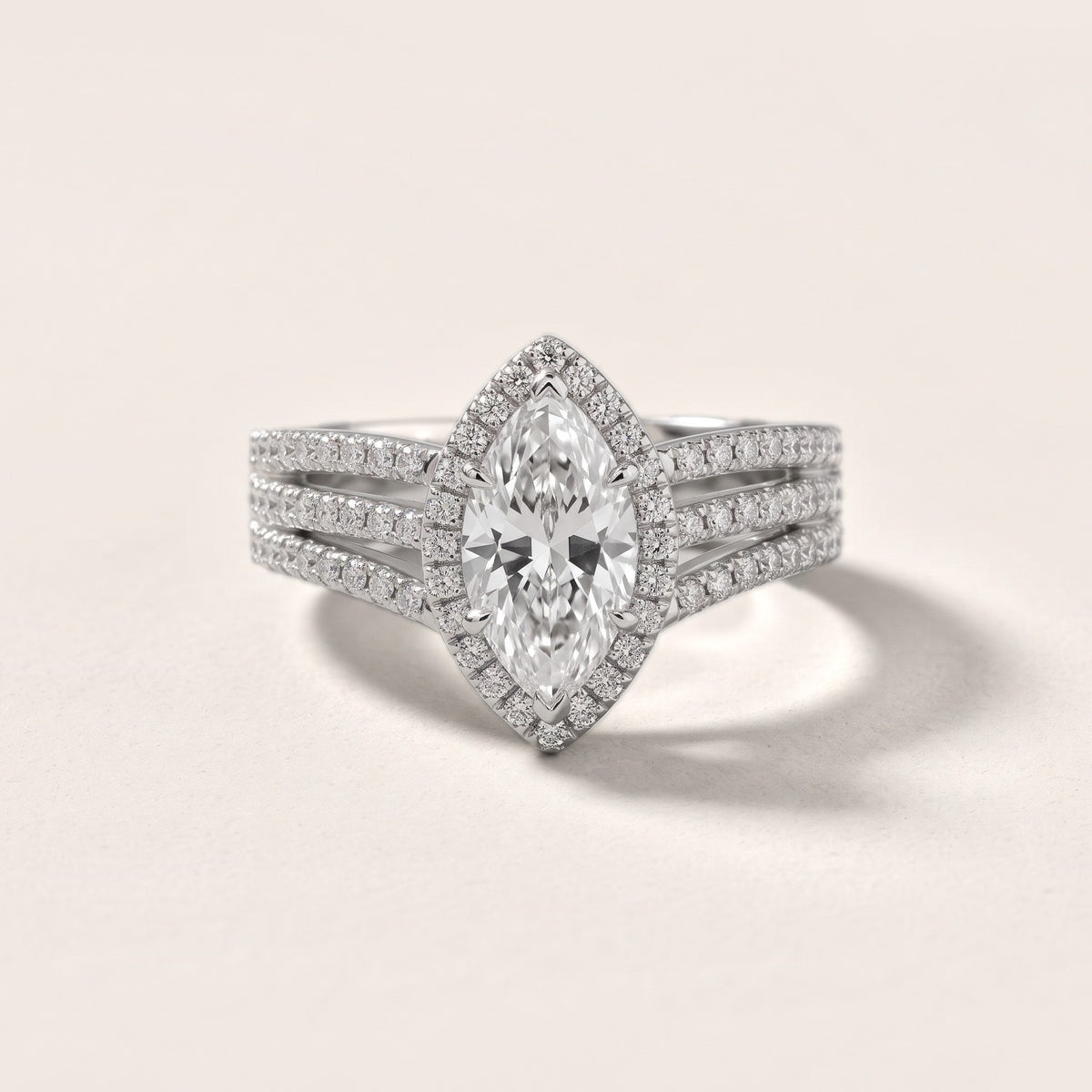 Francesca Chevron Halo Marquise Diamond Engagement Ring in Silver - front.jpg