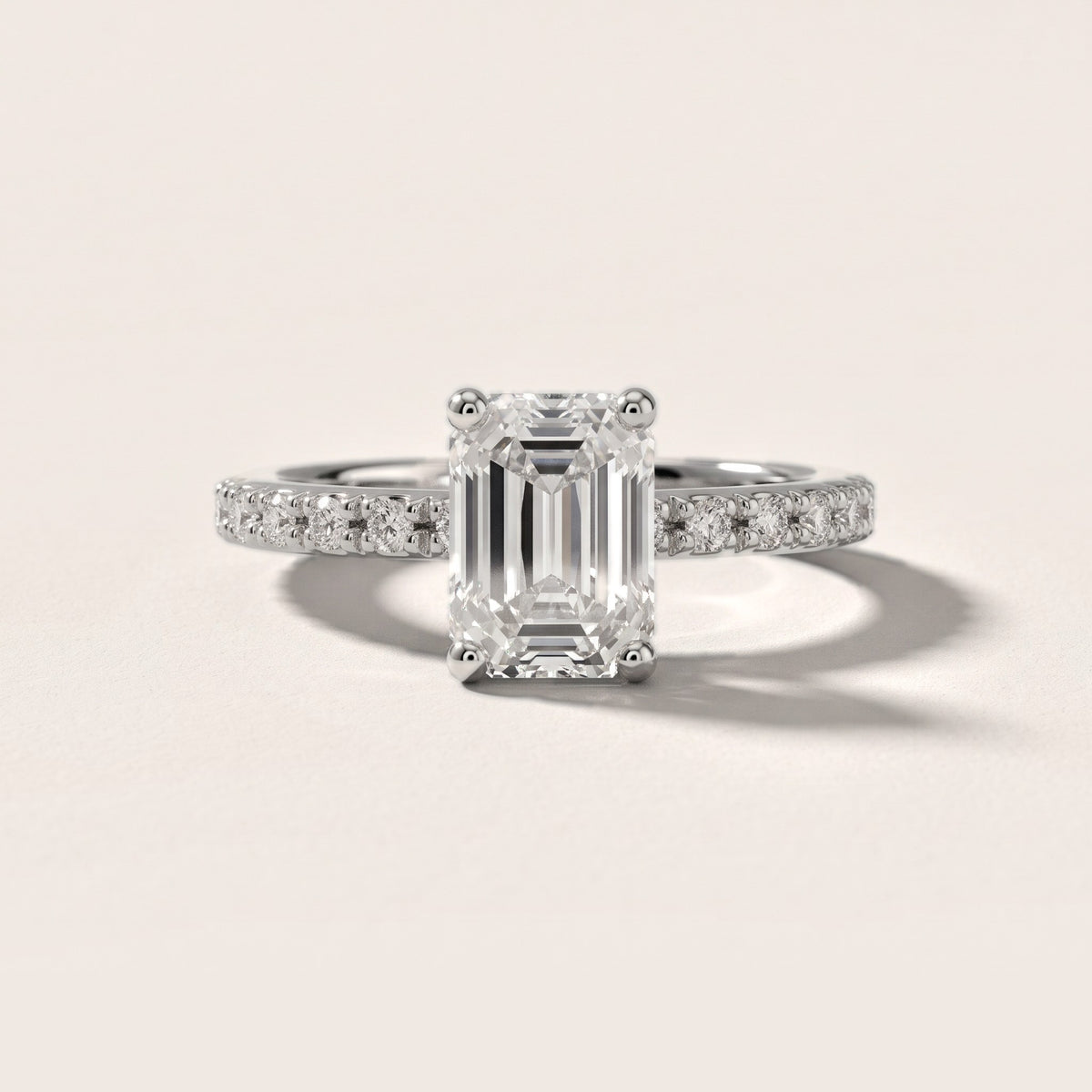 Autumn Statement Pavé Emerald Diamond Engagement Ring in Platinum - front.jpg