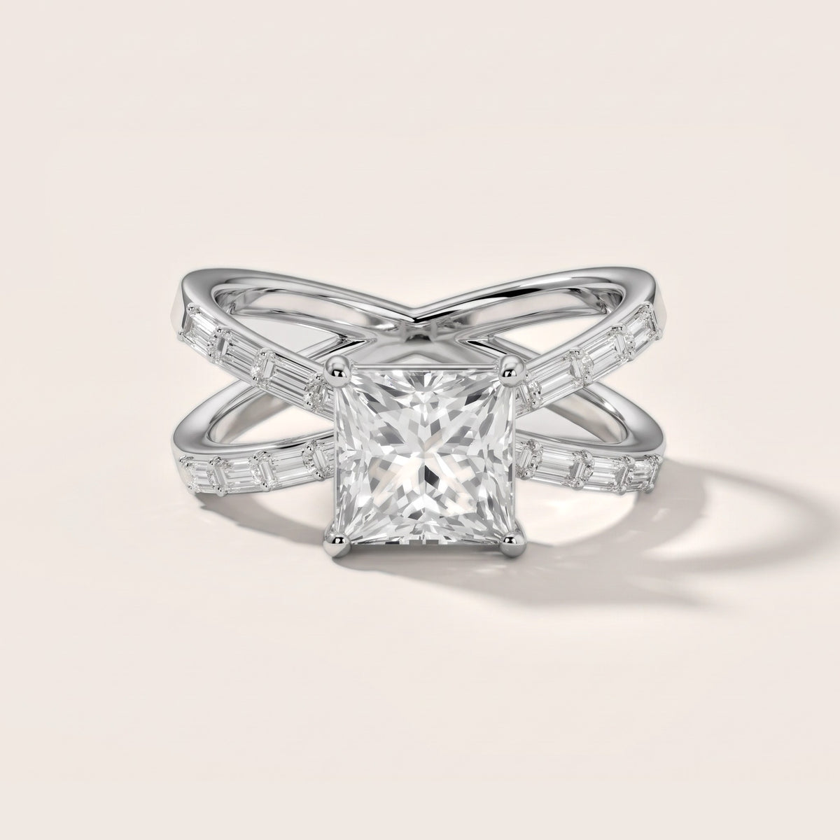 Annie Crossover Baguette Princess Diamond Engagement Ring in Platinum - front.jpg