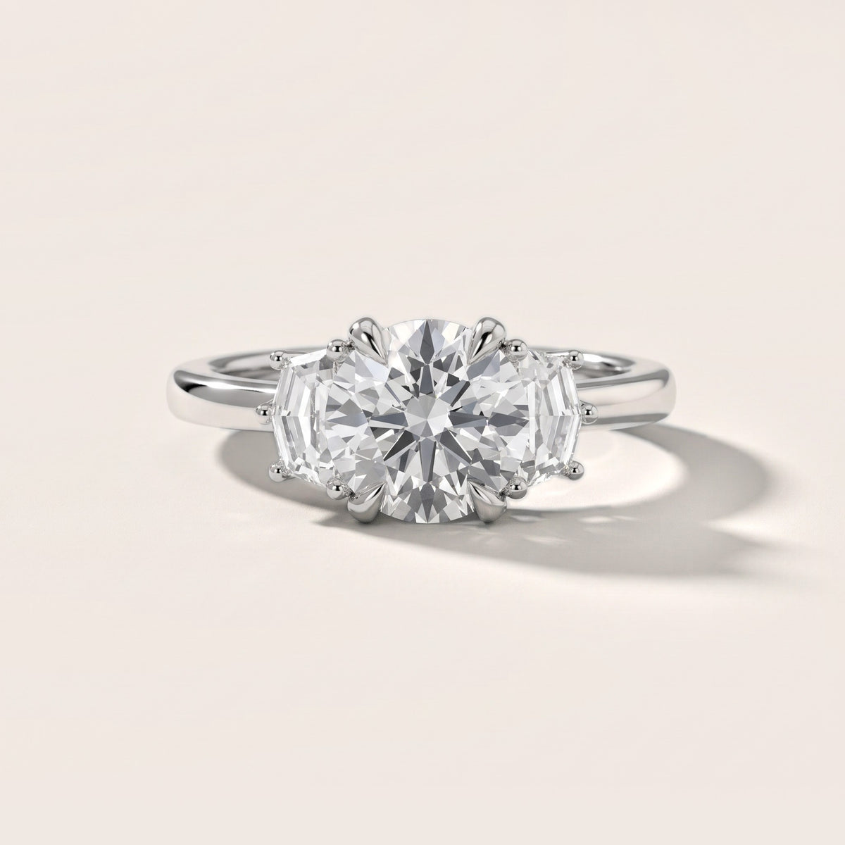 Galena Step-Cut Three-Stone Round Diamond Engagement Ring in Silver - front.jpg