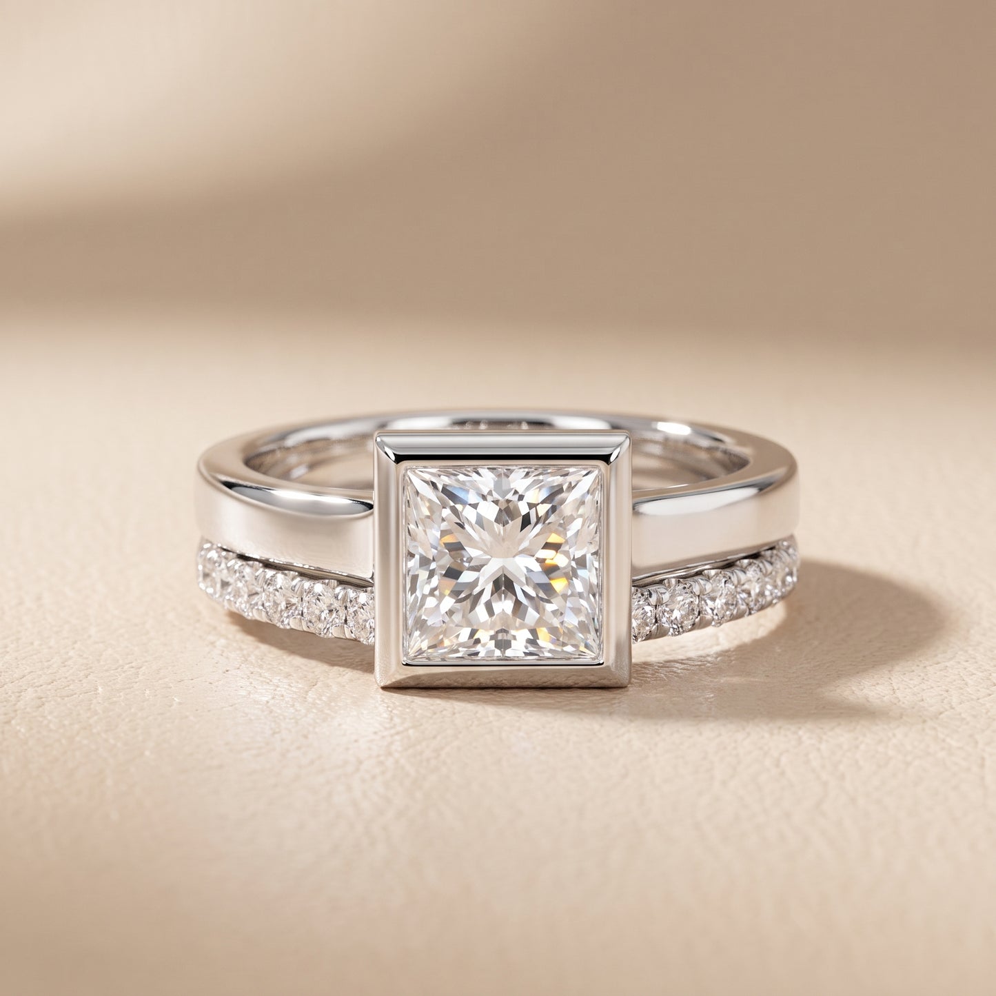 Ayla Bezel Bypass Princess Diamond Ring in Silver - front.jpg