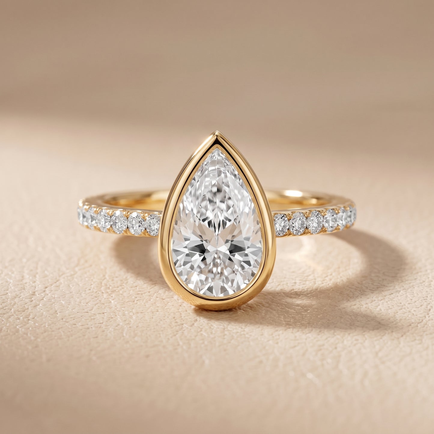 Cora Bezel Pavé Pear Diamond Ring in Yellow Gold - front.jpg