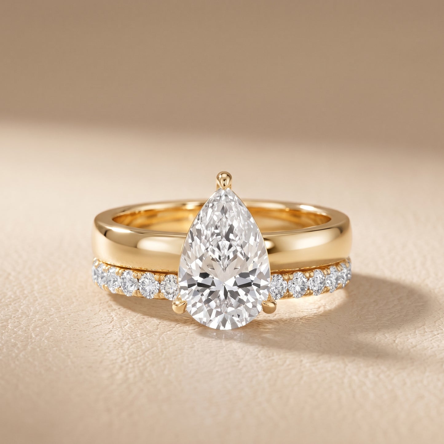 Veda Split Shank Pavé Pear Diamond Engagement Ring in Yellow Gold - front.jpg