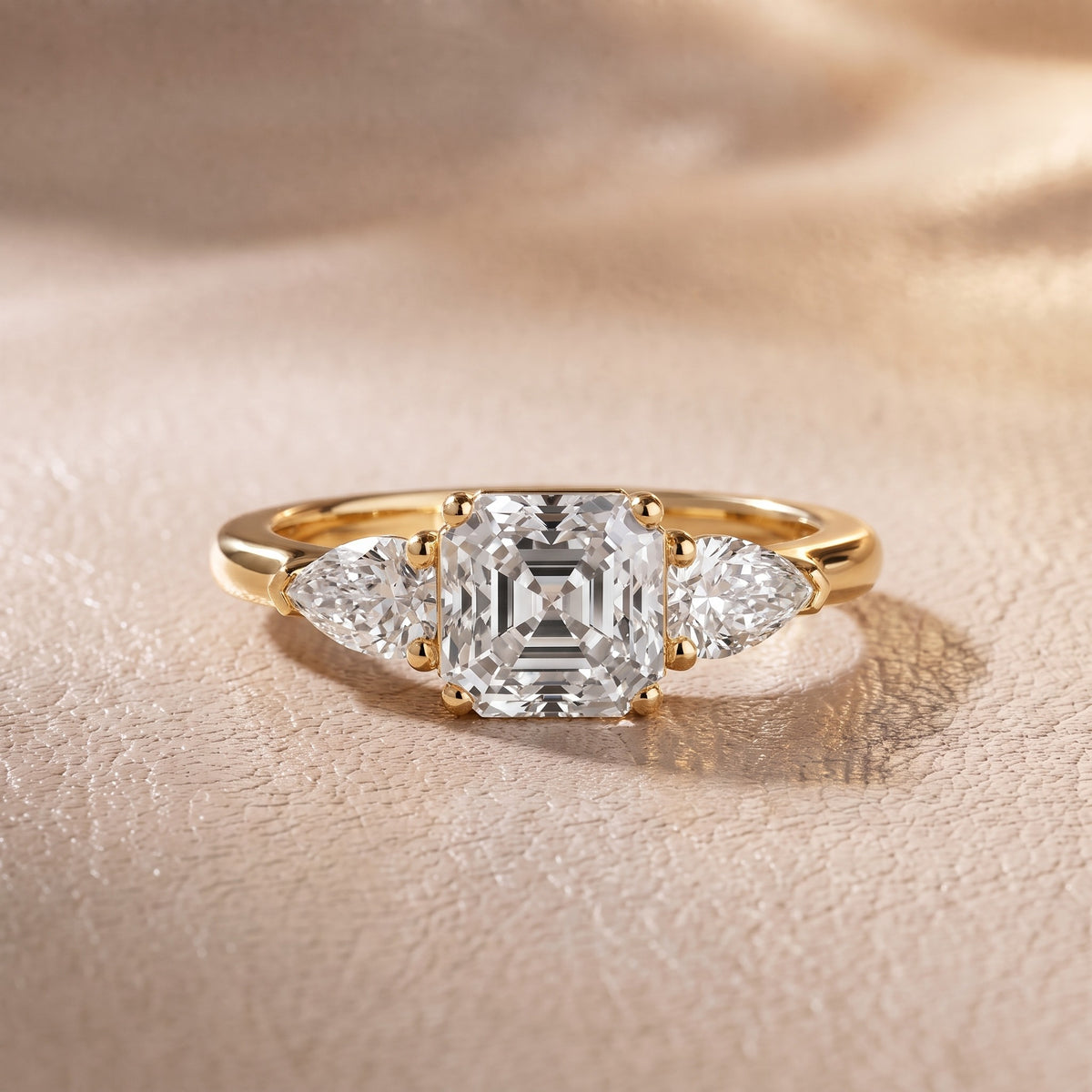 Sophia Three-Stone Asscher Diamond Engagement Ring in Yellow Gold - front.jpg