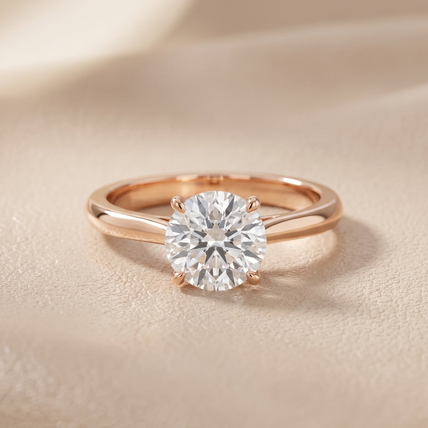Kalia Knife Edge Solitaire Round Diamond Engagement Ring in Rose Gold - front.jpg