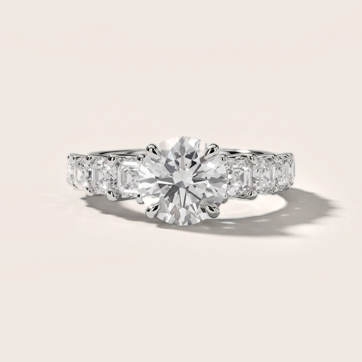 Sonja Graduated Pavé Round Diamond Engagement Ring in Platinum - front.jpg