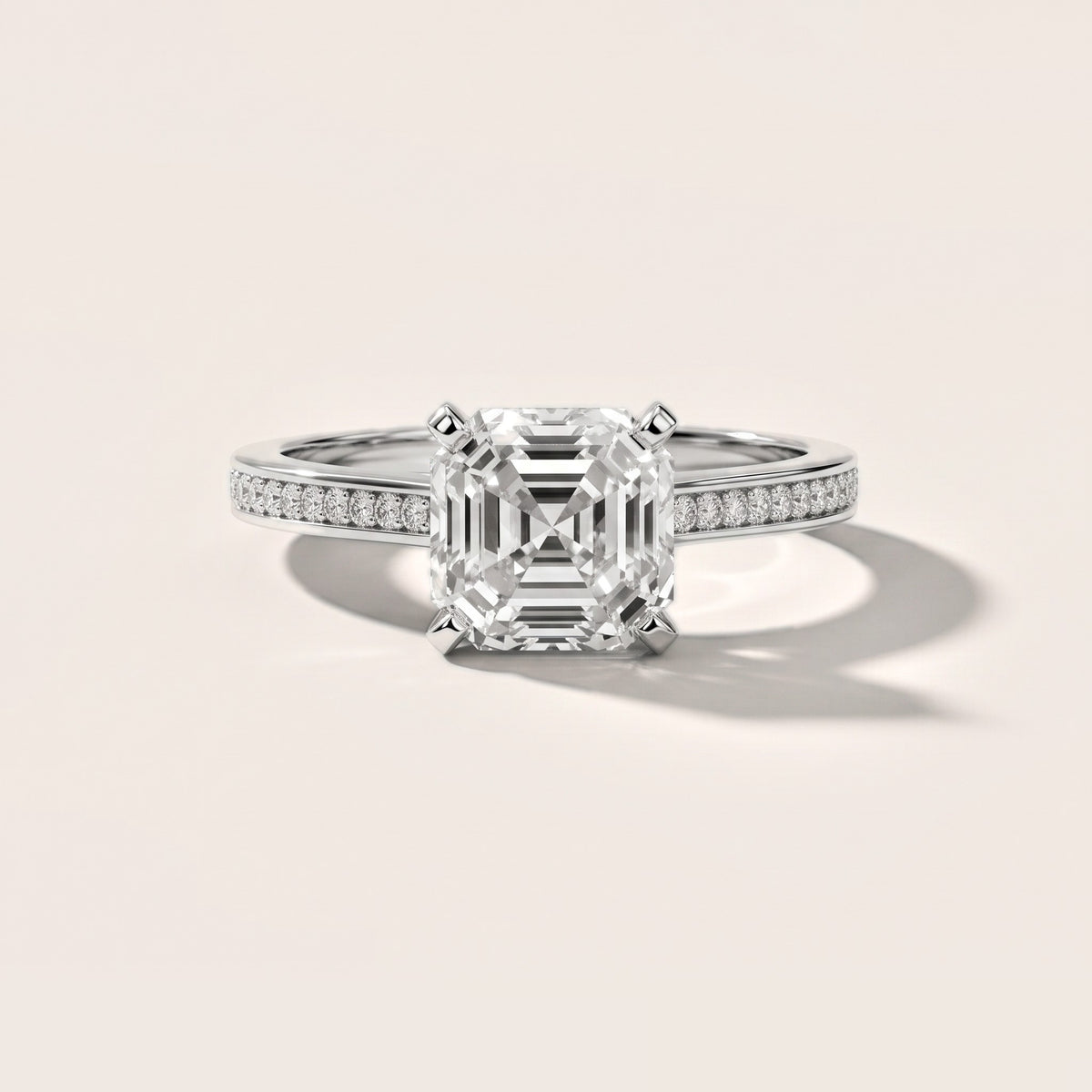 Carrie Cathedral Channel Set Asscher Diamond Engagement Ring in Silver - front.jpg