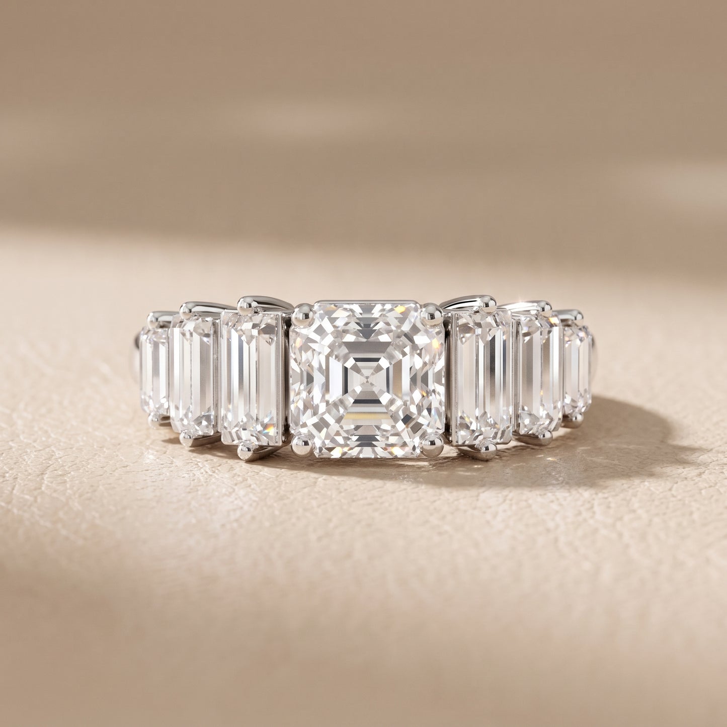 Mara Sidestone Baguette Accent Asscher Diamond Engagement Ring in Platinum - front.jpg