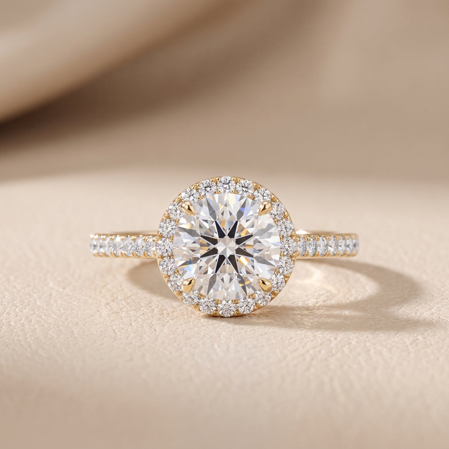 Willa Halo Micropavé Round Diamond Engagement Ring in Yellow Gold - front.jpg