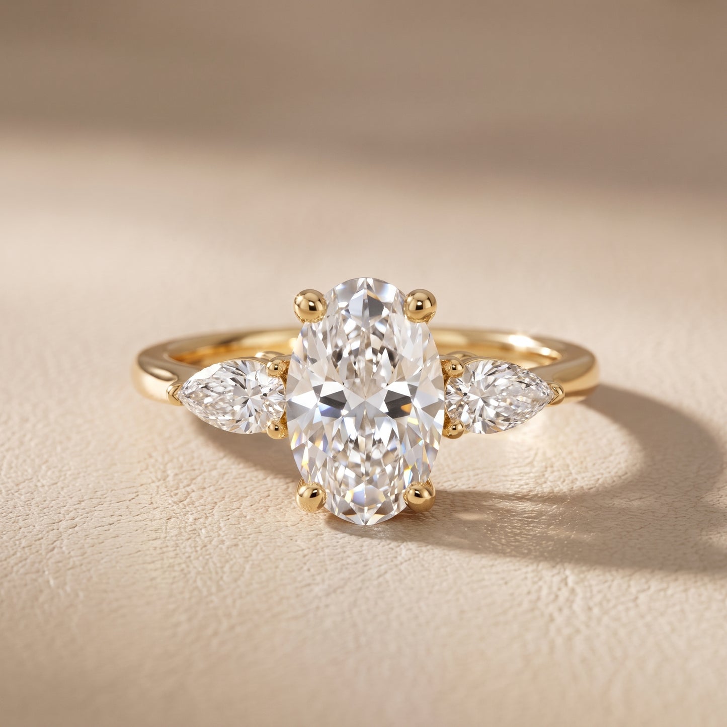 Faye Three-Stone Trellis Oval Diamond Ring in Yellow Gold - front.jpg