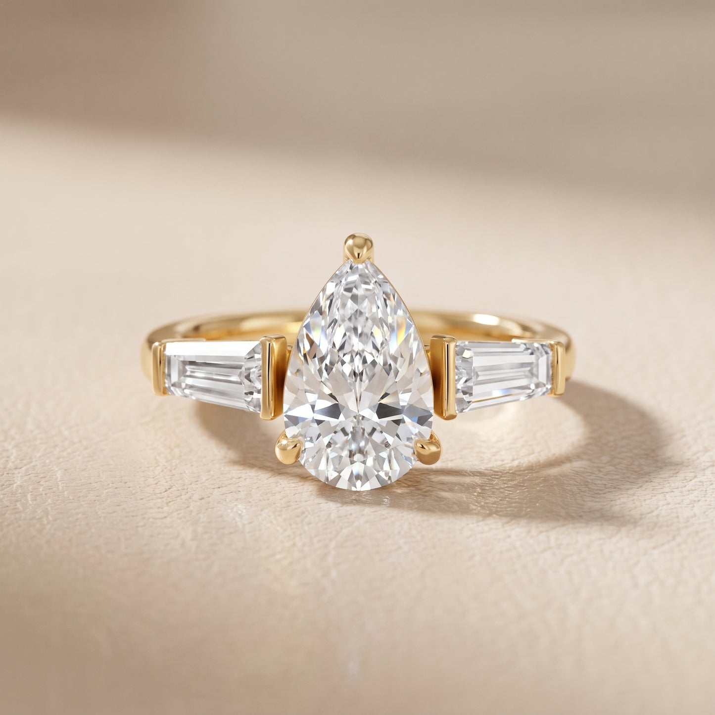 Layla Tapered Baguette Pear Diamond Ring in Yellow Gold - front.jpg