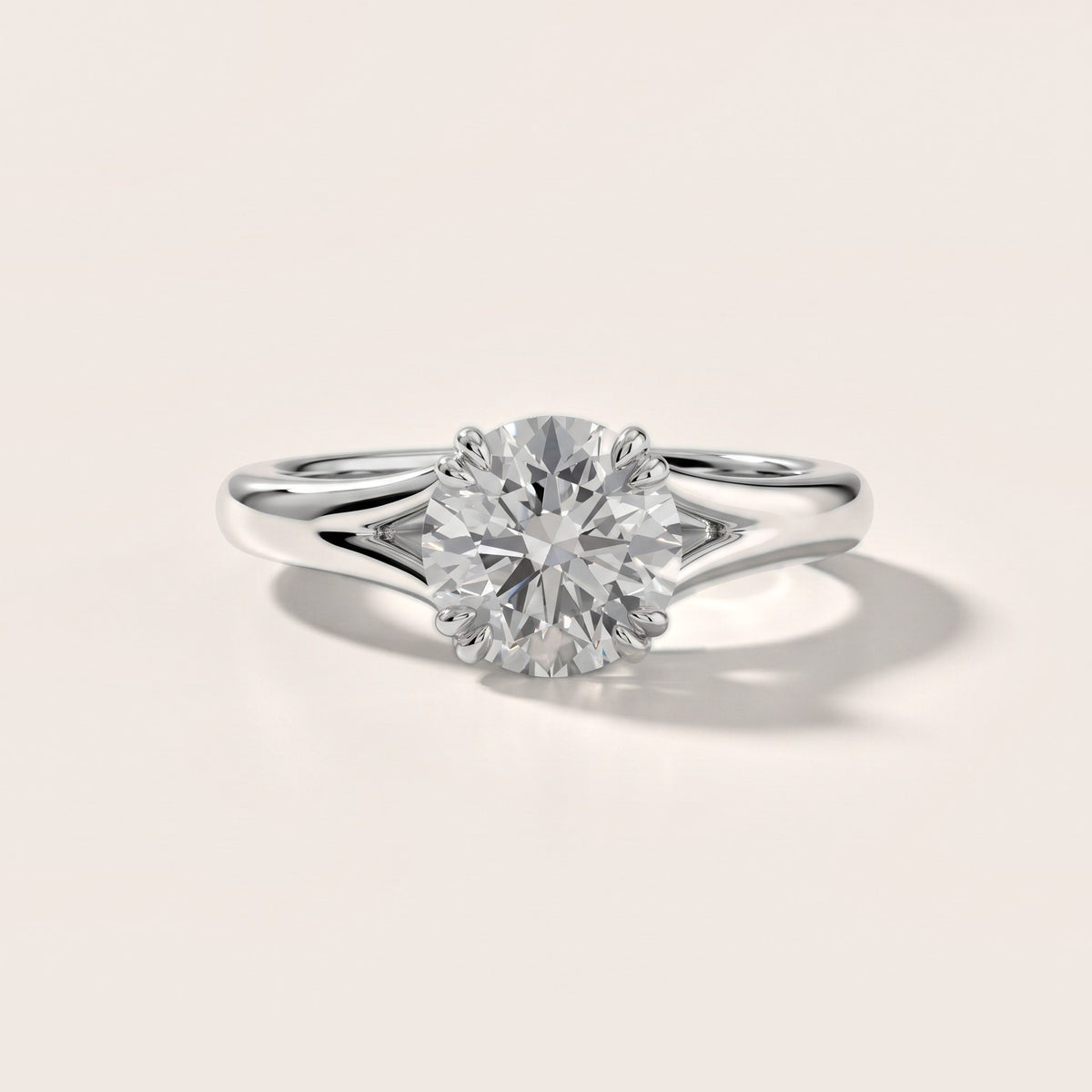 Jillian Solitaire Split Shank Round Diamond Engagement Ring in White Gold - front.jpg