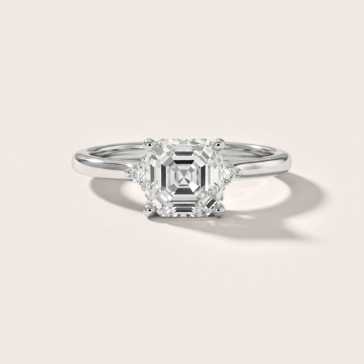 Wynne Cluster Asscher Diamond Engagement Ring in Silver - front.jpg