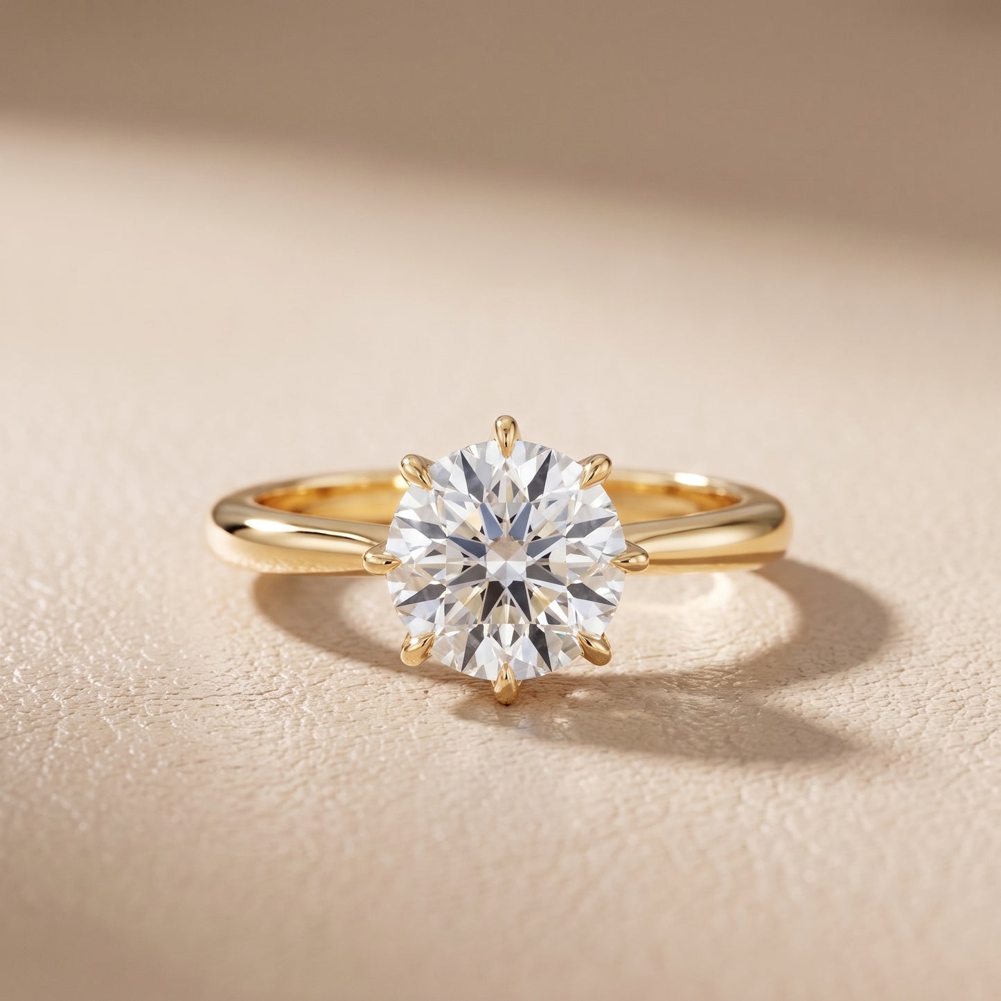 Evie Solitaire Six-Prong Round Diamond Engagement Ring in Yellow Gold - front.jpg