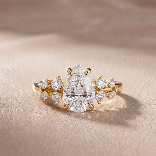 Mirabelle Cluster Pear Diamond Engagement Ring in Yellow Gold - front.jpg