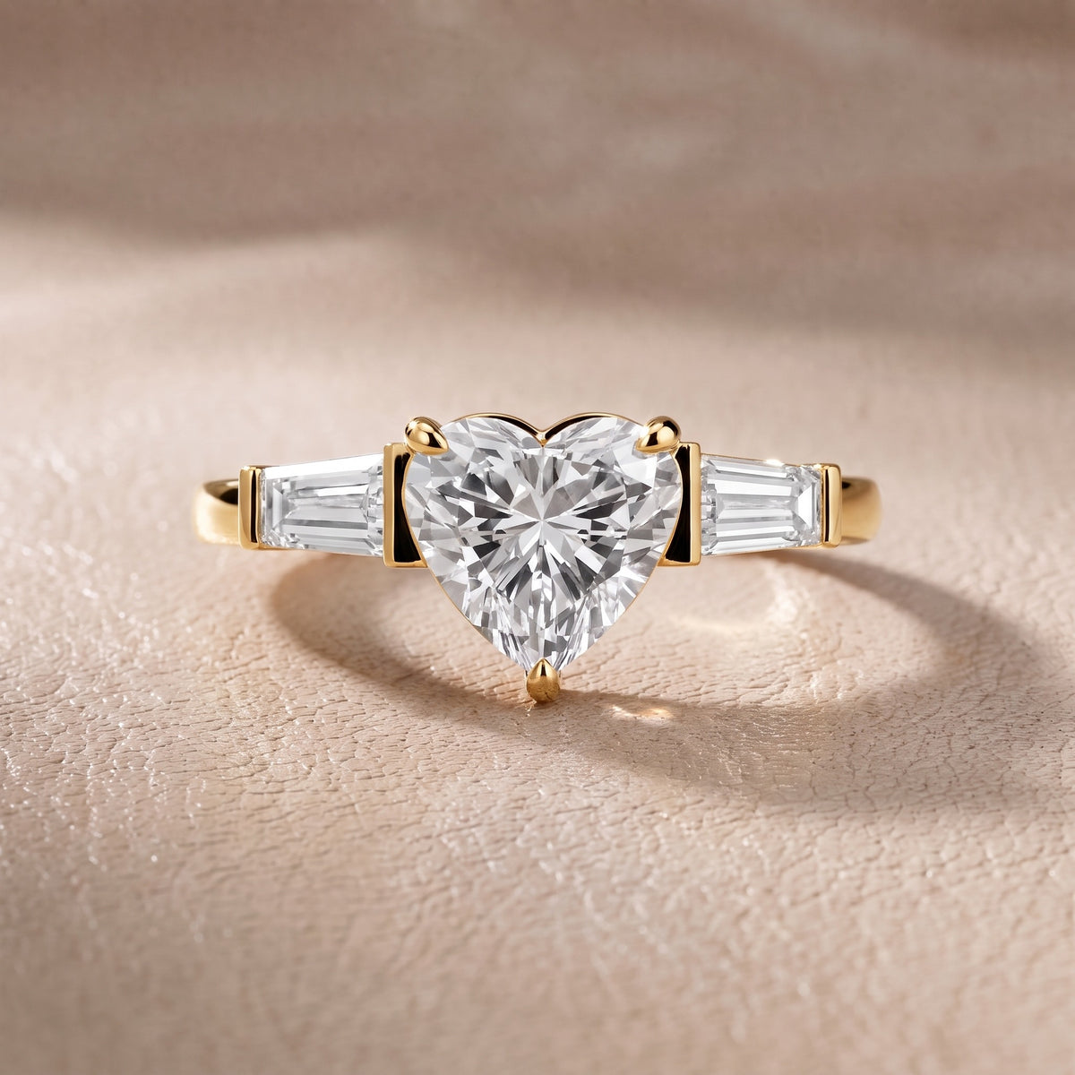 Eloise Tapered Baguette Heart Diamond Engagement Ring in Yellow Gold - front.jpg