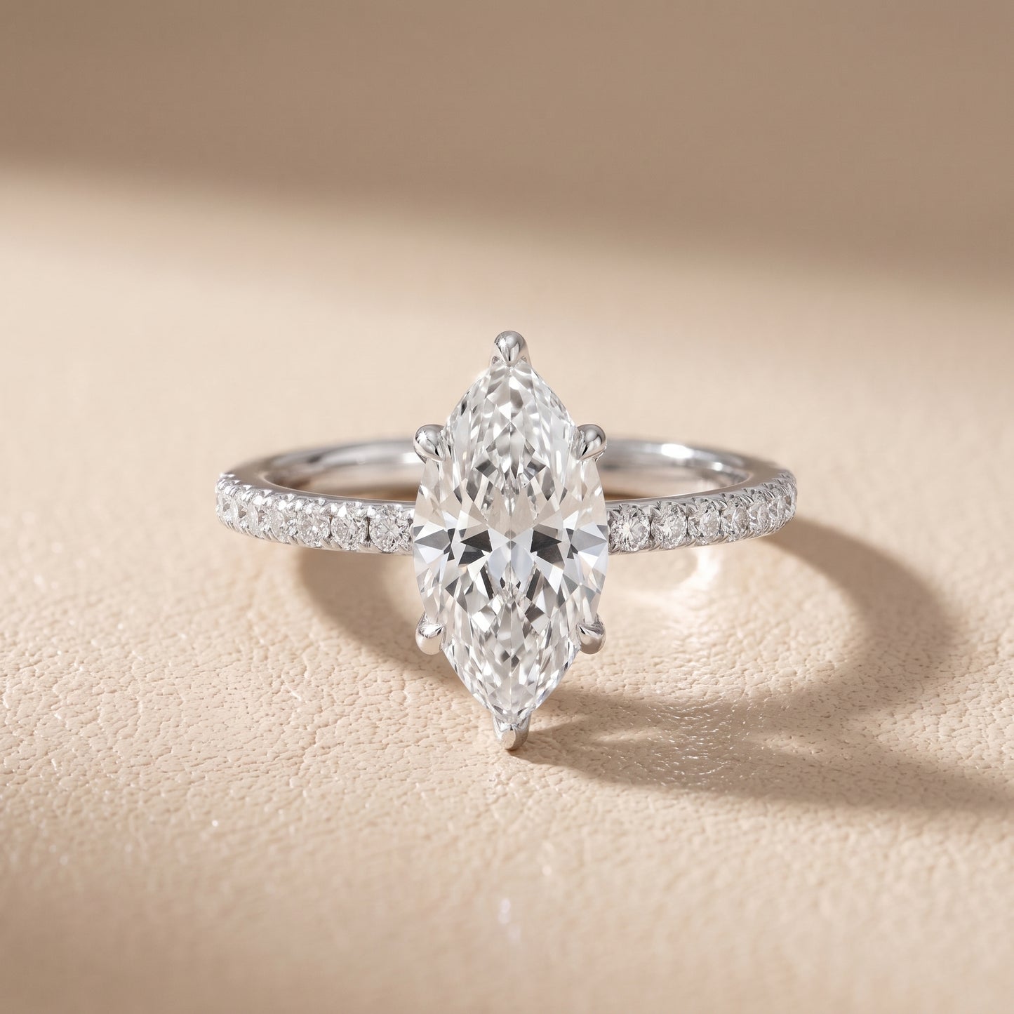 Ione Solitaire Pavé Marquise Diamond Engagement Ring in Platinum - front.jpg