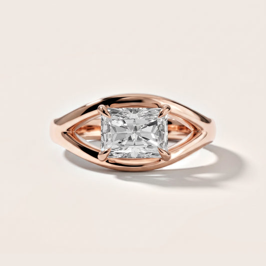 Madeleine Split Shank Radiant Diamond Engagement Ring in Rose Gold