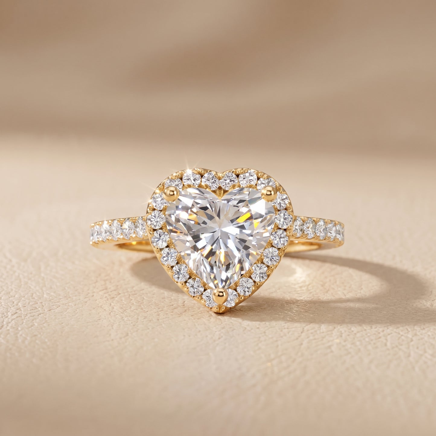 Sophie Halo Pavé Heart Diamond Ring in Yellow Gold - front.jpg