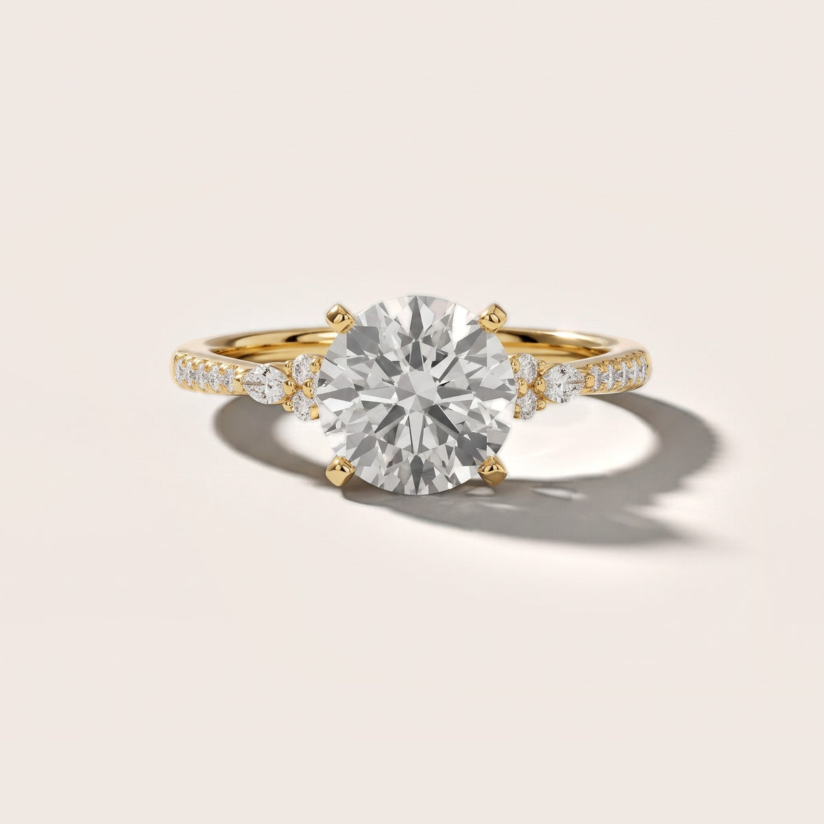 Reina Pavé Cluster Round Diamond Engagement Ring in Yellow Gold - front.jpg