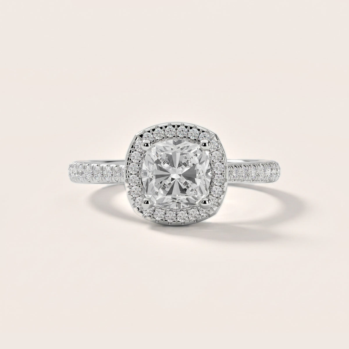 Pasco Halo Micropavé Cushion Diamond Engagement Ring in Silver - front.jpg