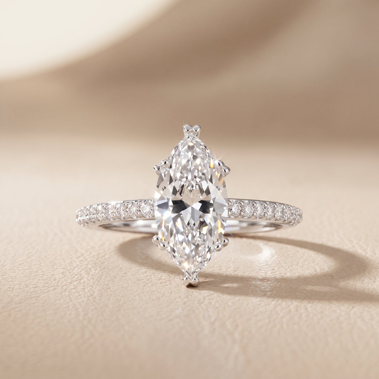 Violet Hidden Halo Pavé Marquise Diamond Ring in Silver - front.jpg