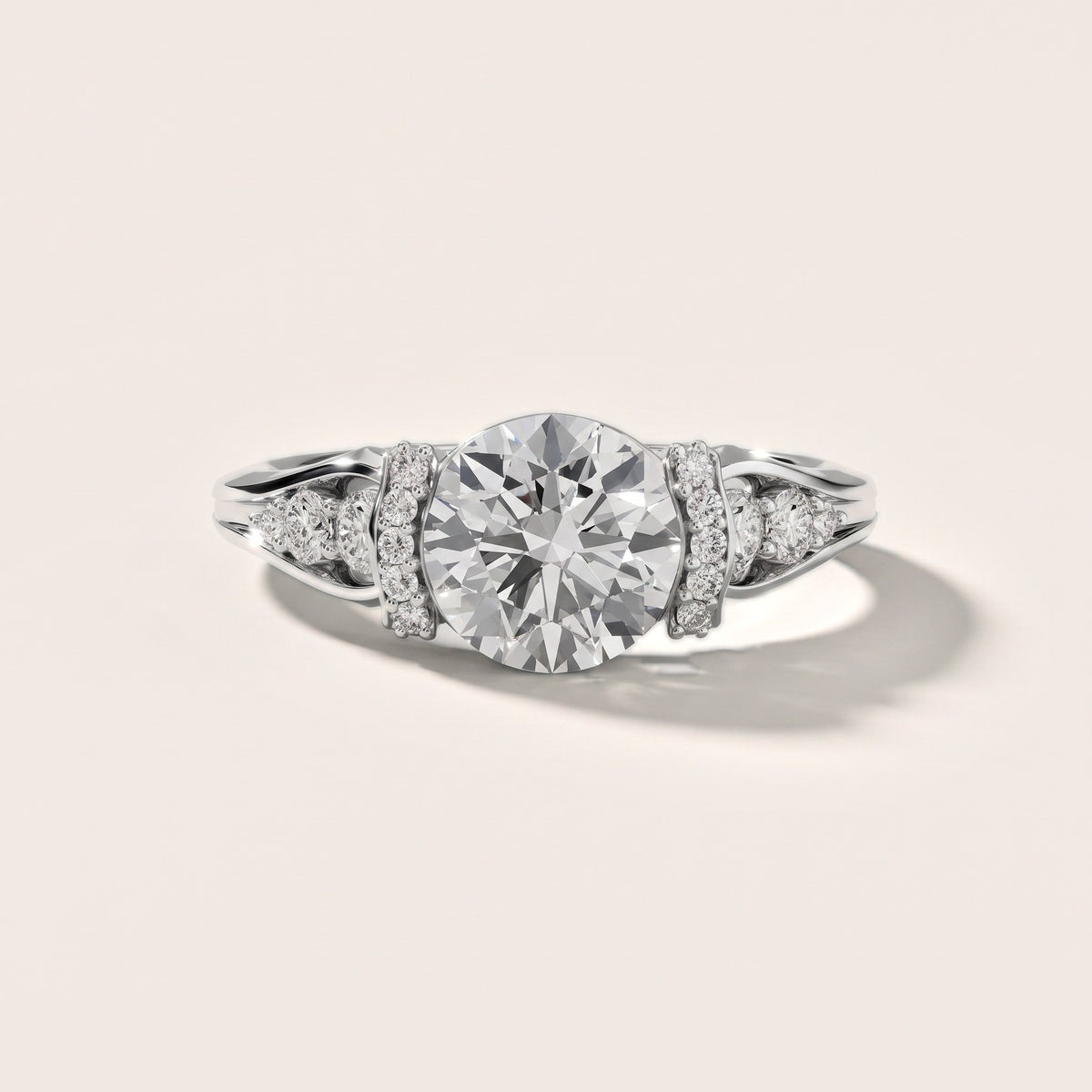 Emmy Half Bezel Pavé Round Diamond Engagement Ring in Silver - front.jpg