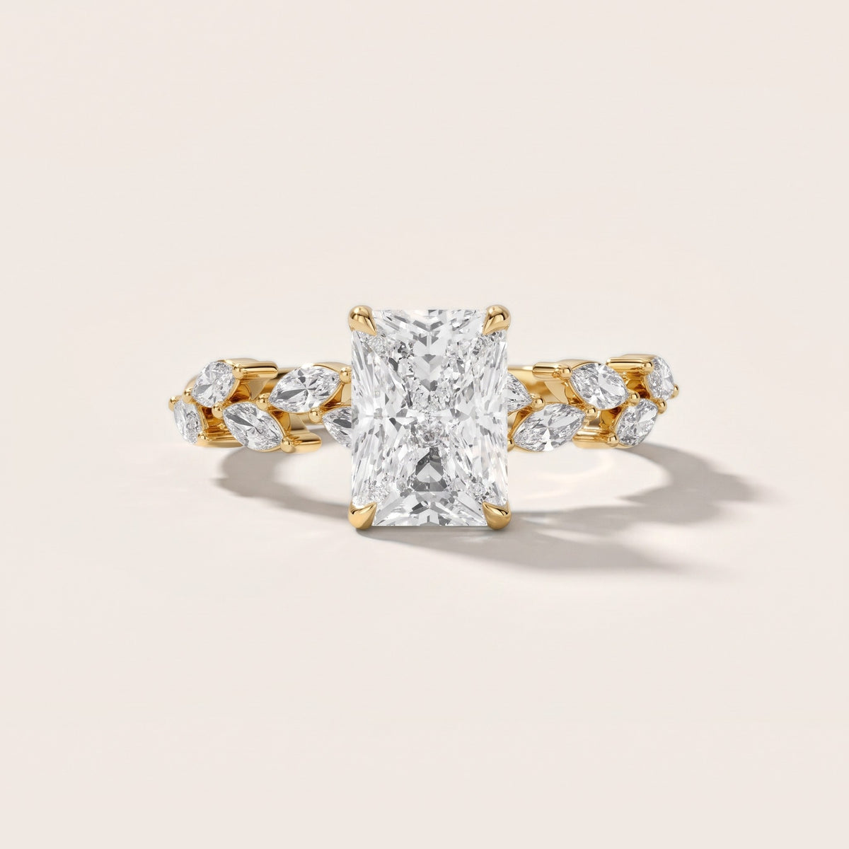 Mirella Laurel Radiant Diamond Engagement Ring in Yellow Gold - front.jpg