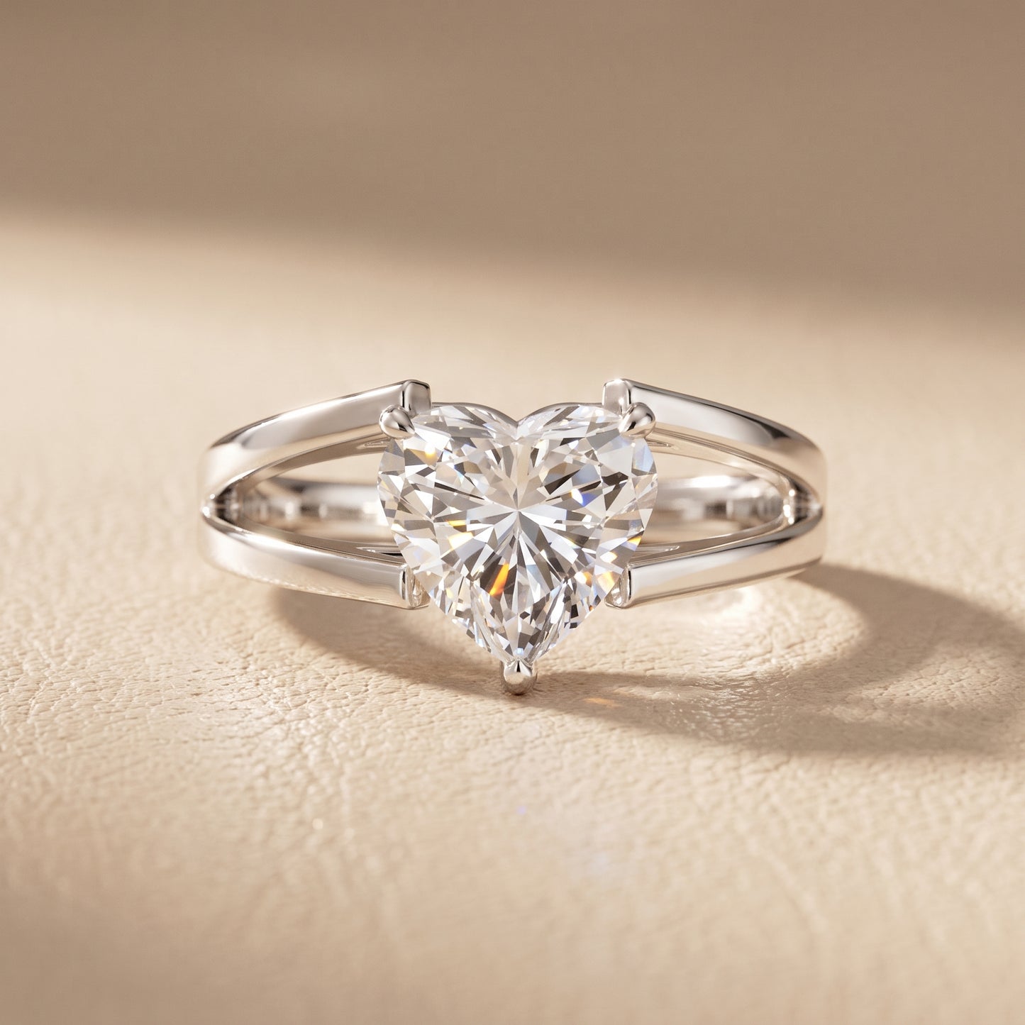 Giselle Solitaire Split Shank Heart Diamond Engagement Ring in White Gold - front.jpg