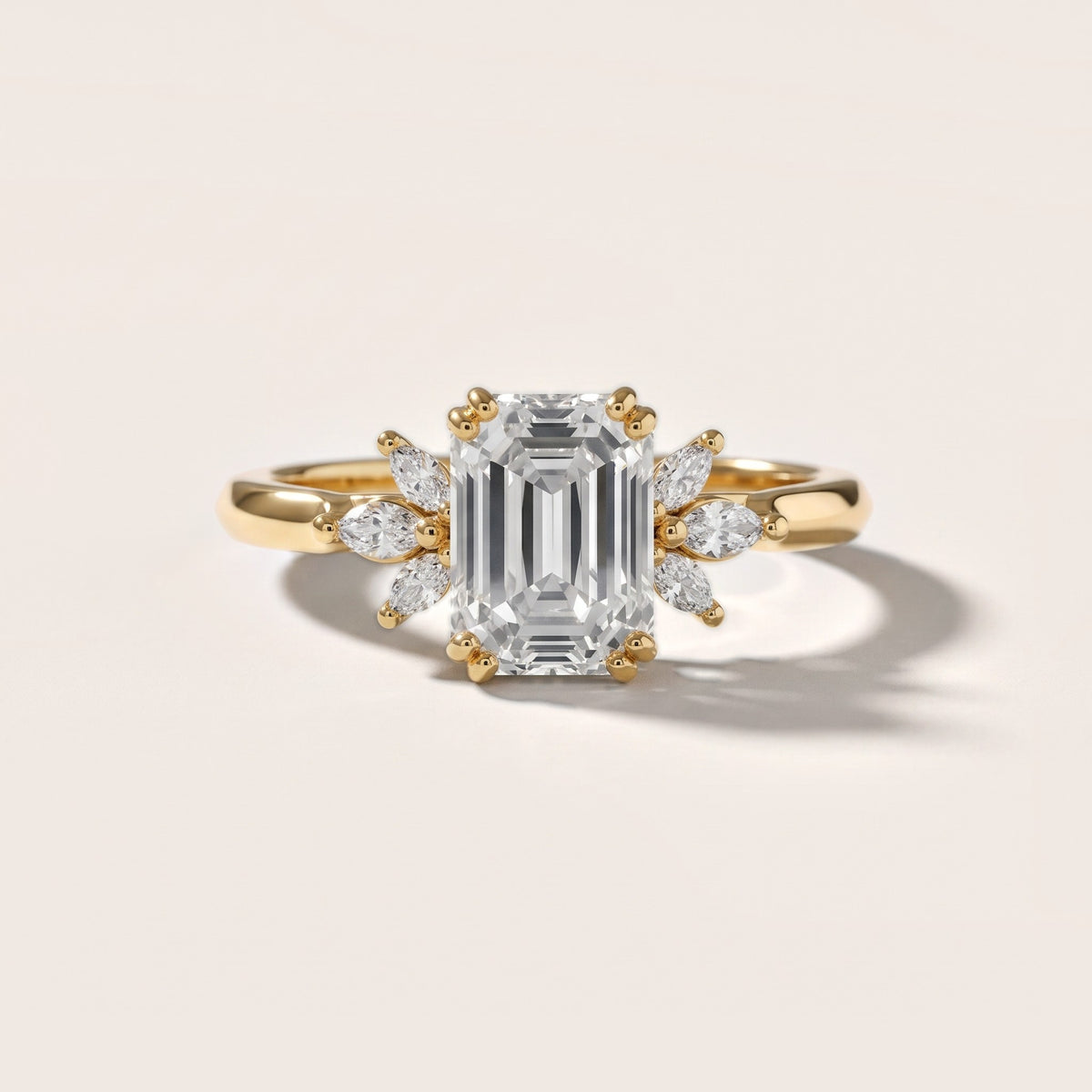 Cary Vine Cluster Emerald Diamond Engagement Ring in Yellow Gold - front.jpg