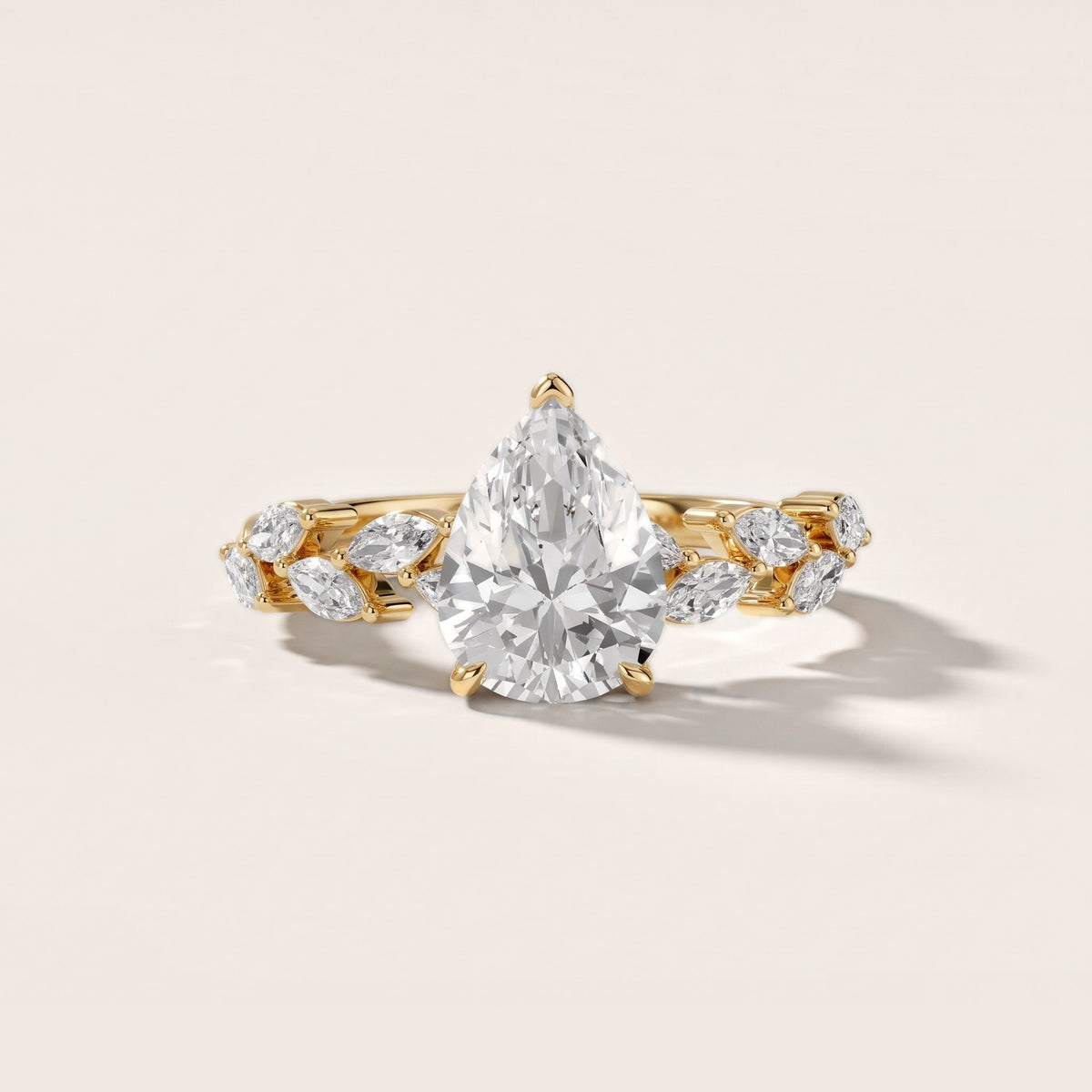 Mirella Laurel Pear Diamond Engagement Ring in Yellow Gold - front.jpg